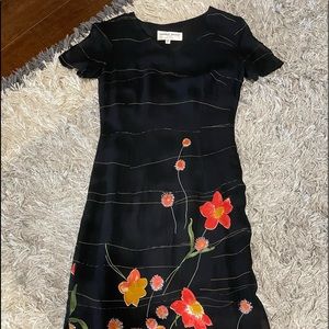 Donna Ricco 90’s Designer Floral Black Tight Dress